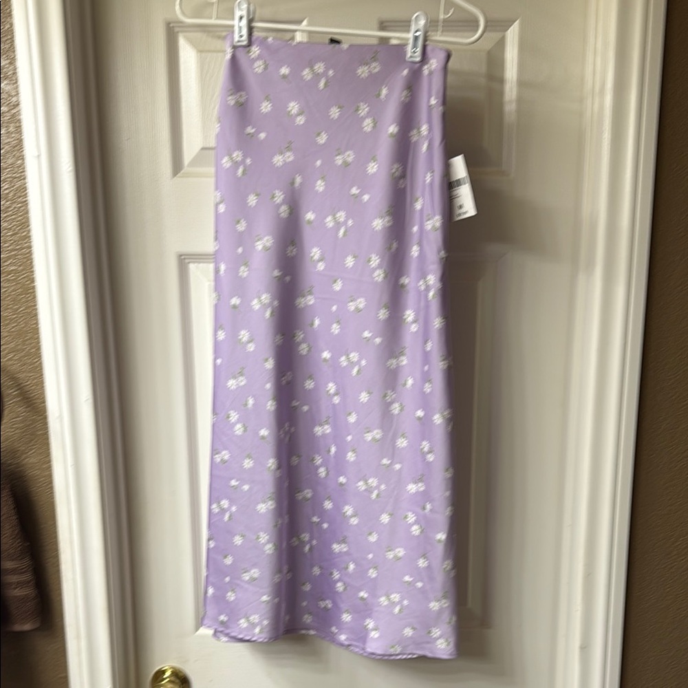 Forever 21 Lavender Floral Midi Skirt